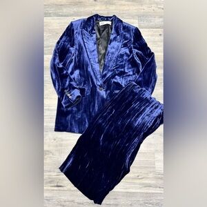 Zara Midnight Blue Velvet Blazer Set (read description)